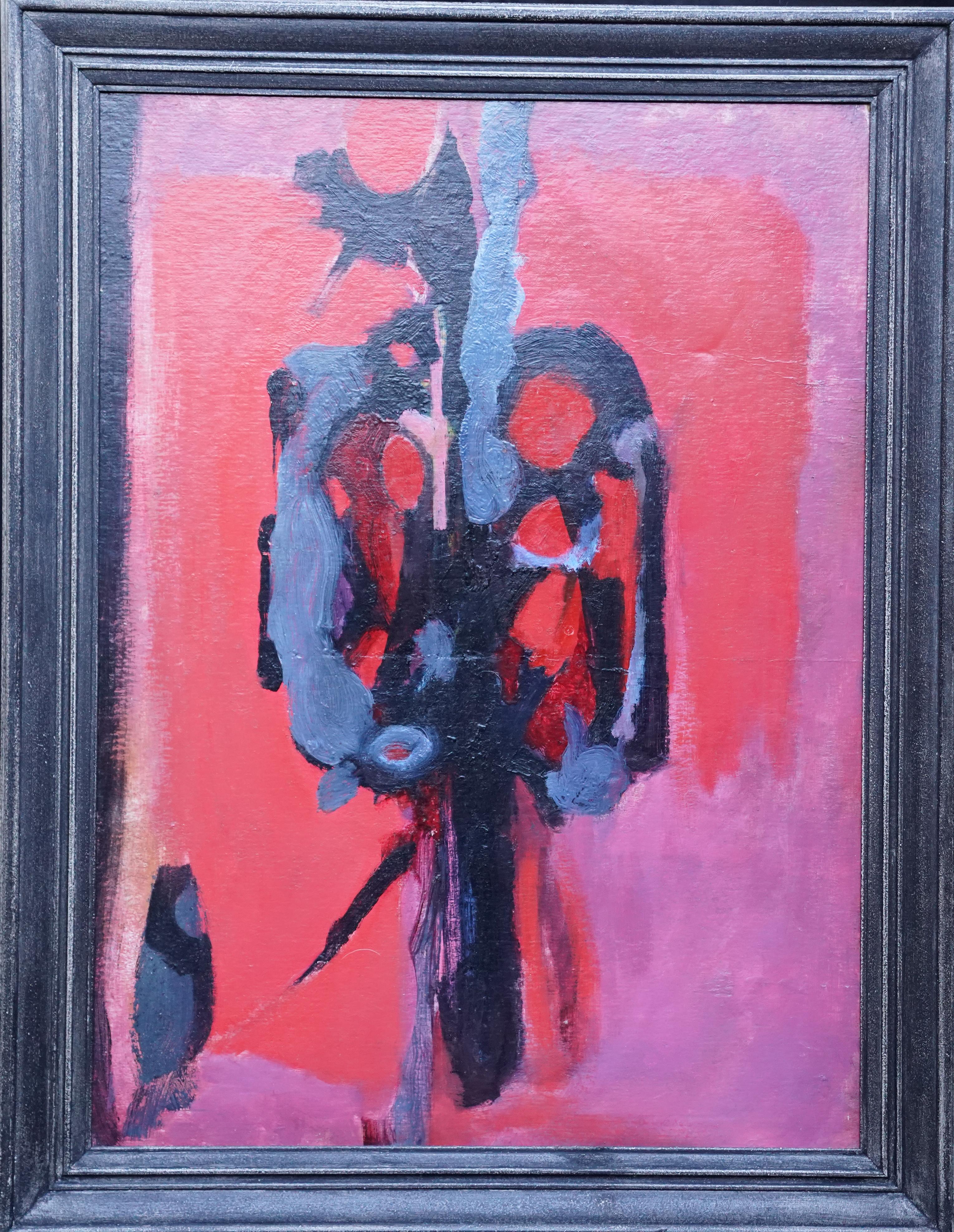 Bernard Kay Abstract Painting - Red Abstract, London 1955 - British Abstract Expressionist art oil painting