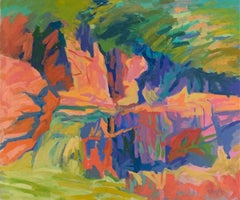 Vintage Untitled, Abstract Landscape Colorful Nature By Bernard Krigstein