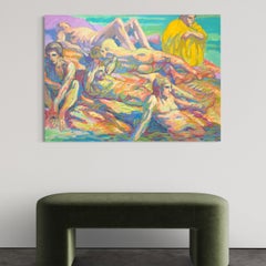 "Ausable River Bathers" - Original Bright Figurative Impressionist B. Krigstein