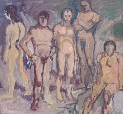 'The Bathers' Original Figurative Young Nude Men  Ashcan School Movement O/B