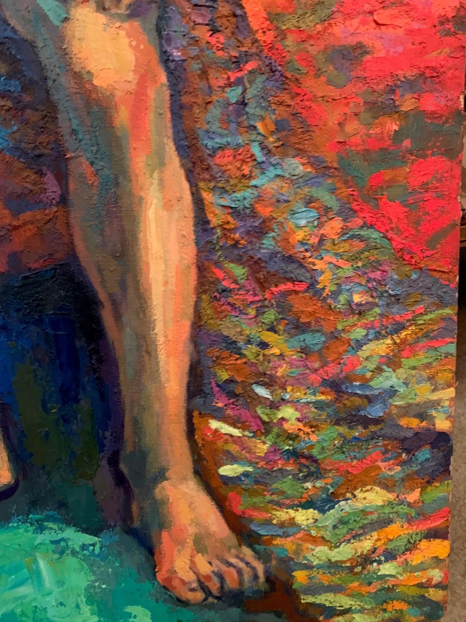 'Tolly nº 6' - Mujer desnuda figurativa de colores - Pintura postimpresionista - Figurative Painting Marrón de Bernard Krigstein