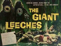 "The Giant Leeches" Vintage Poster in Custom Walnut Floating Frame 
