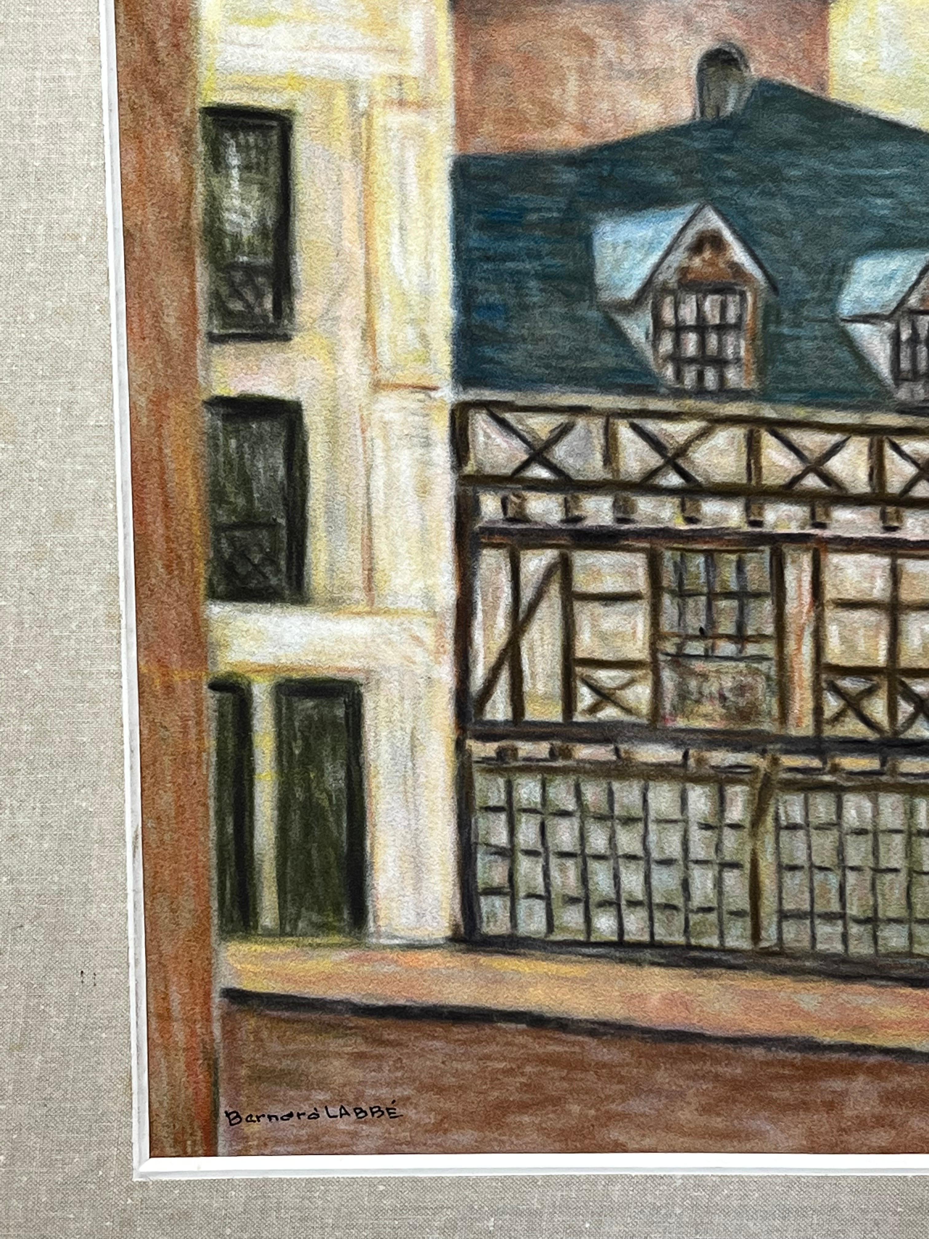 1950's Big Modernist/ Cubist Painting - French Building For Sale 1