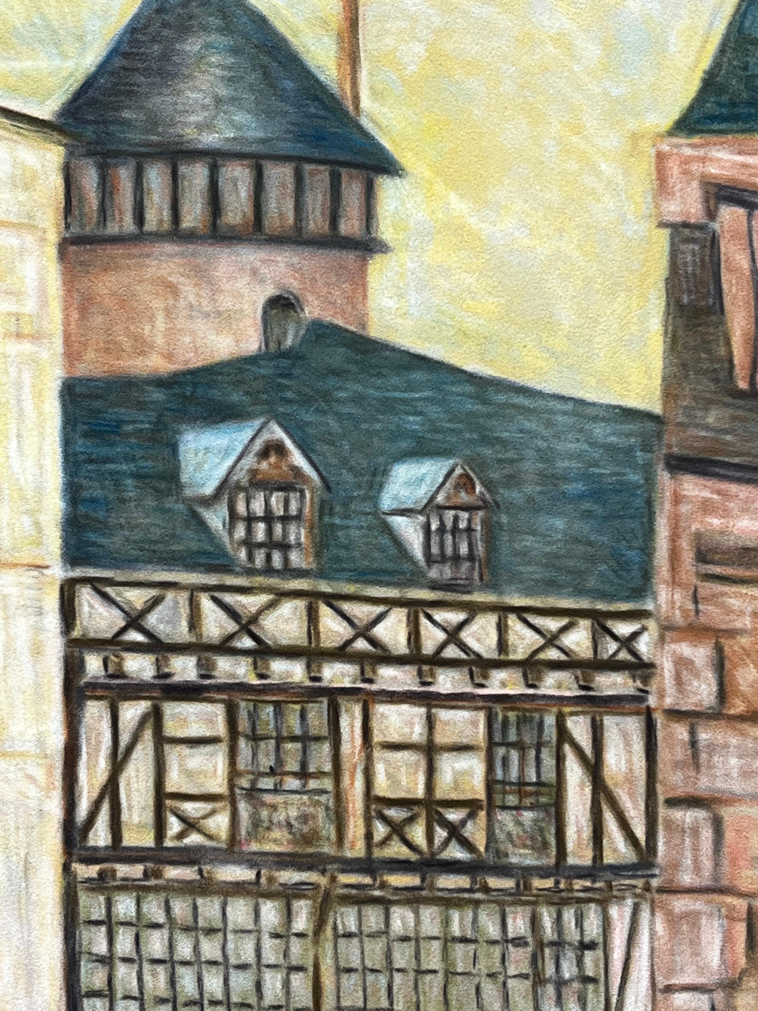 Gran cuadro modernista/cubista de los años 50 - Edificio francés en venta 2