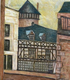 1950's Big Modernist/ Cubist Painting - French Building
