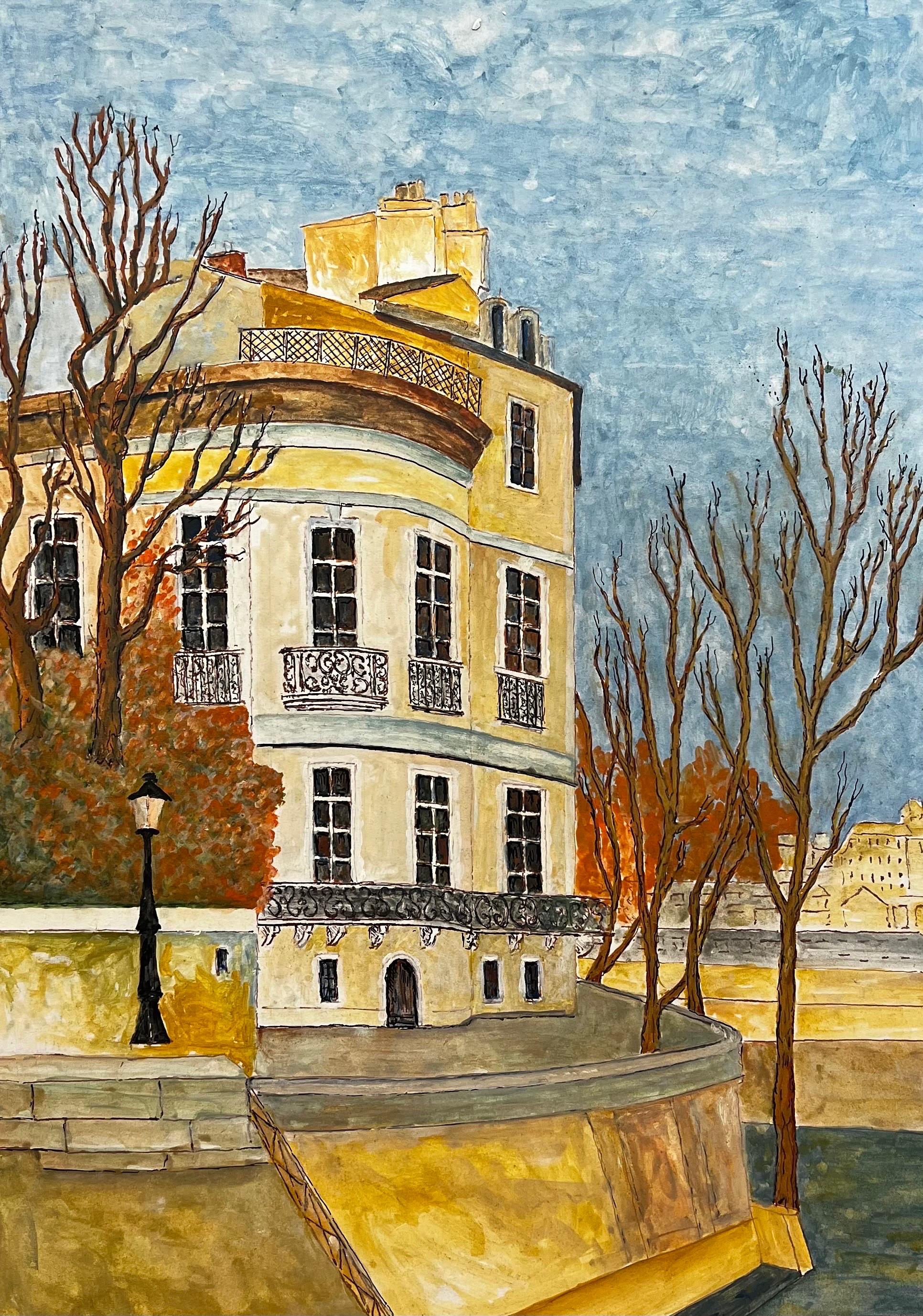 Bernard Labbe Figurative Art - 1950's Big Modernist/ Cubist Painting - Parisian Apartment 