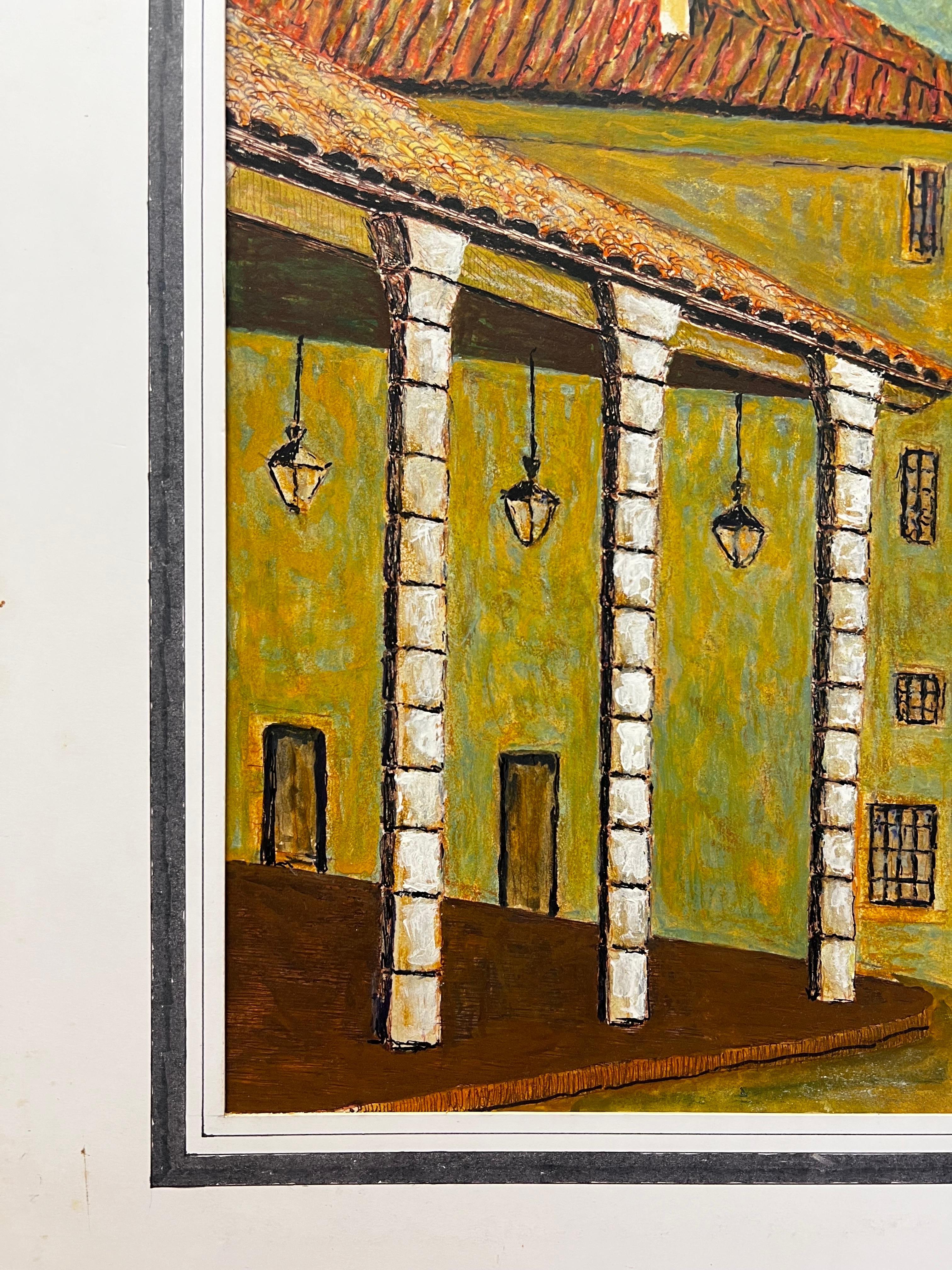 Paysage français
par Bernard Labbe (Français, milieu du 20e siècle)
gouache originale sur papier montée dans un cadre en carton
taille : 25.5 x 21 pouces
état : très bon et prêt à être apprécié - avec une petite déchirure en haut à