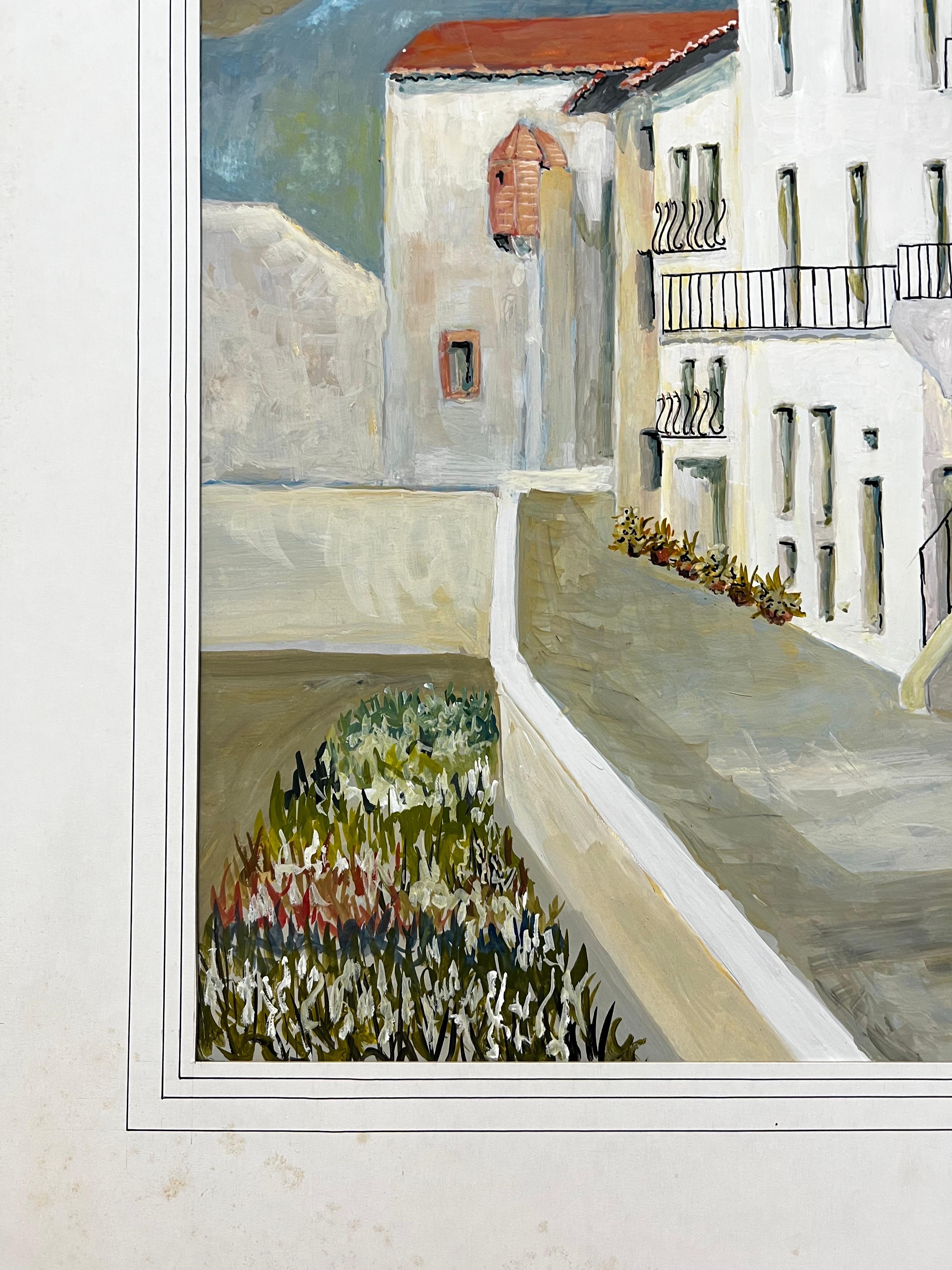 Paysage français
de Bernard Labbe (français, milieu du 20e siècle)
gouache originale sur papier d'artiste, montée dans un cadre en carton
taille : 25 x 21 pouces
état : très bon et prêt à être dégusté - avec une petite déchirure en haut à