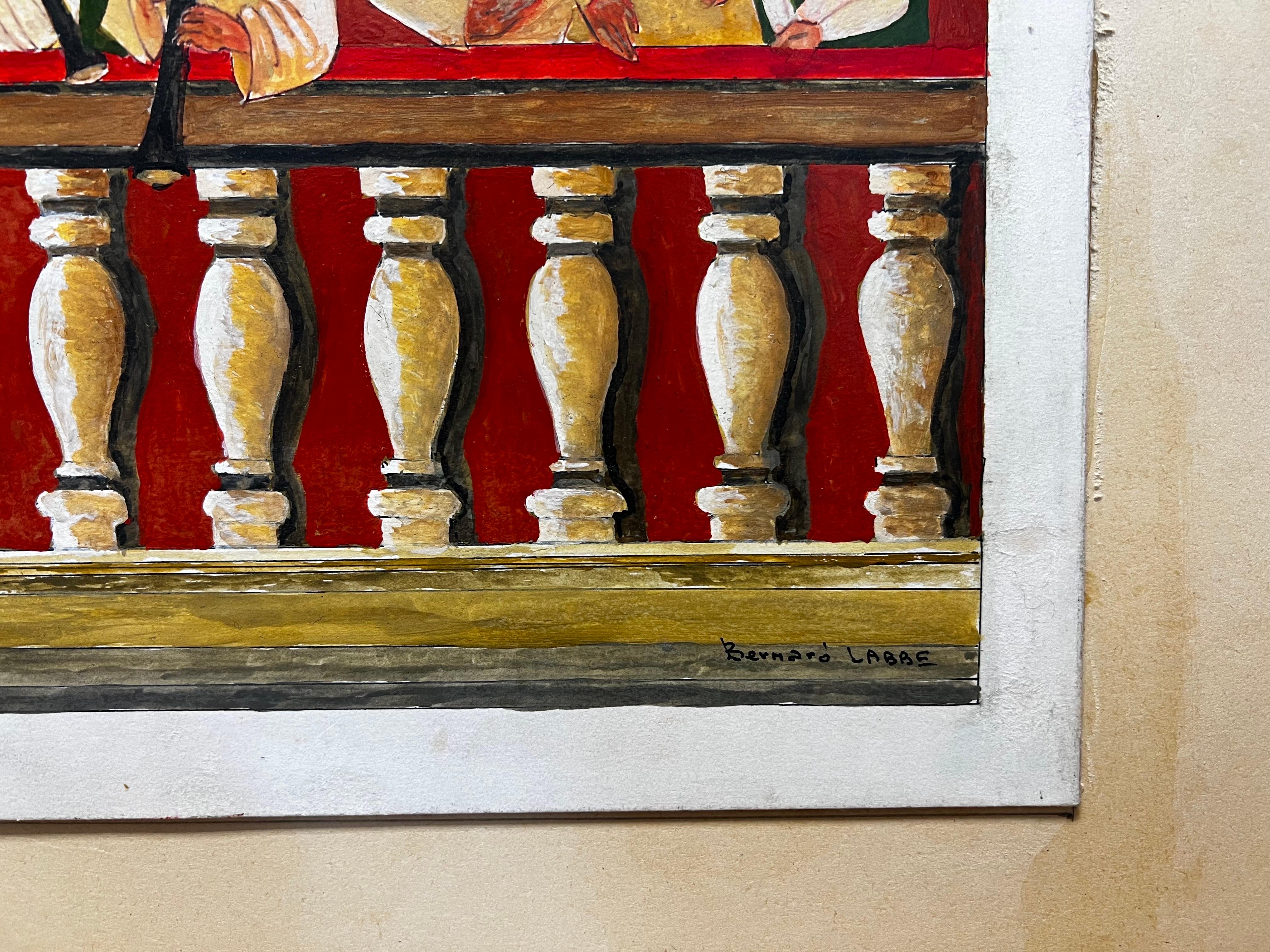 Grande dipinto modernista/cubista del 1950 - La banda sulla terrazza in vendita 3
