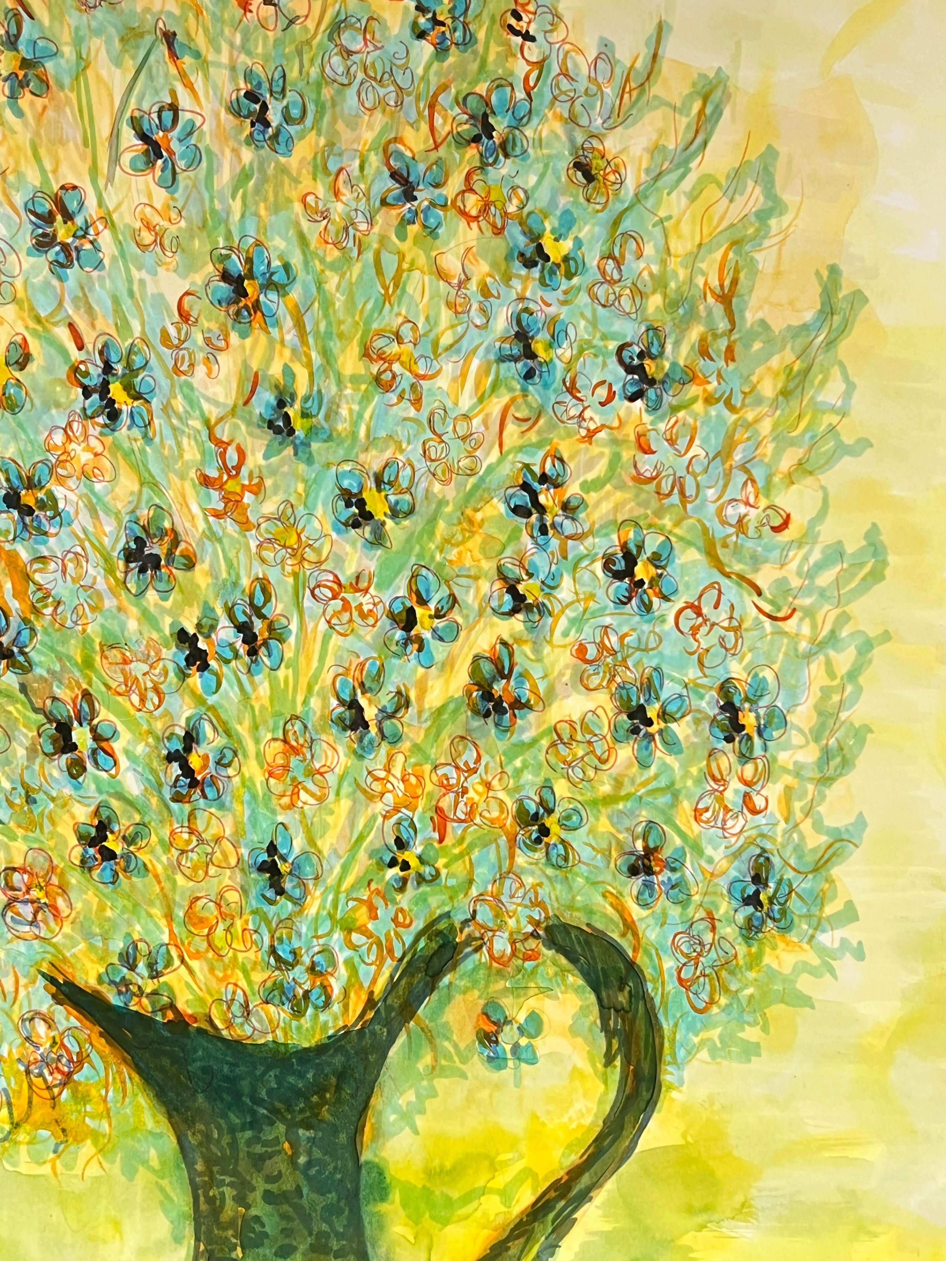 Wildflower Still Life
signed by Bernard Labbe (French mid 20th century)
dated 1971
original watercolor on artist paper
size: 20 x 17 inches
condition: very good and ready to be enjoyed

Description: This lively and expressive painting features a