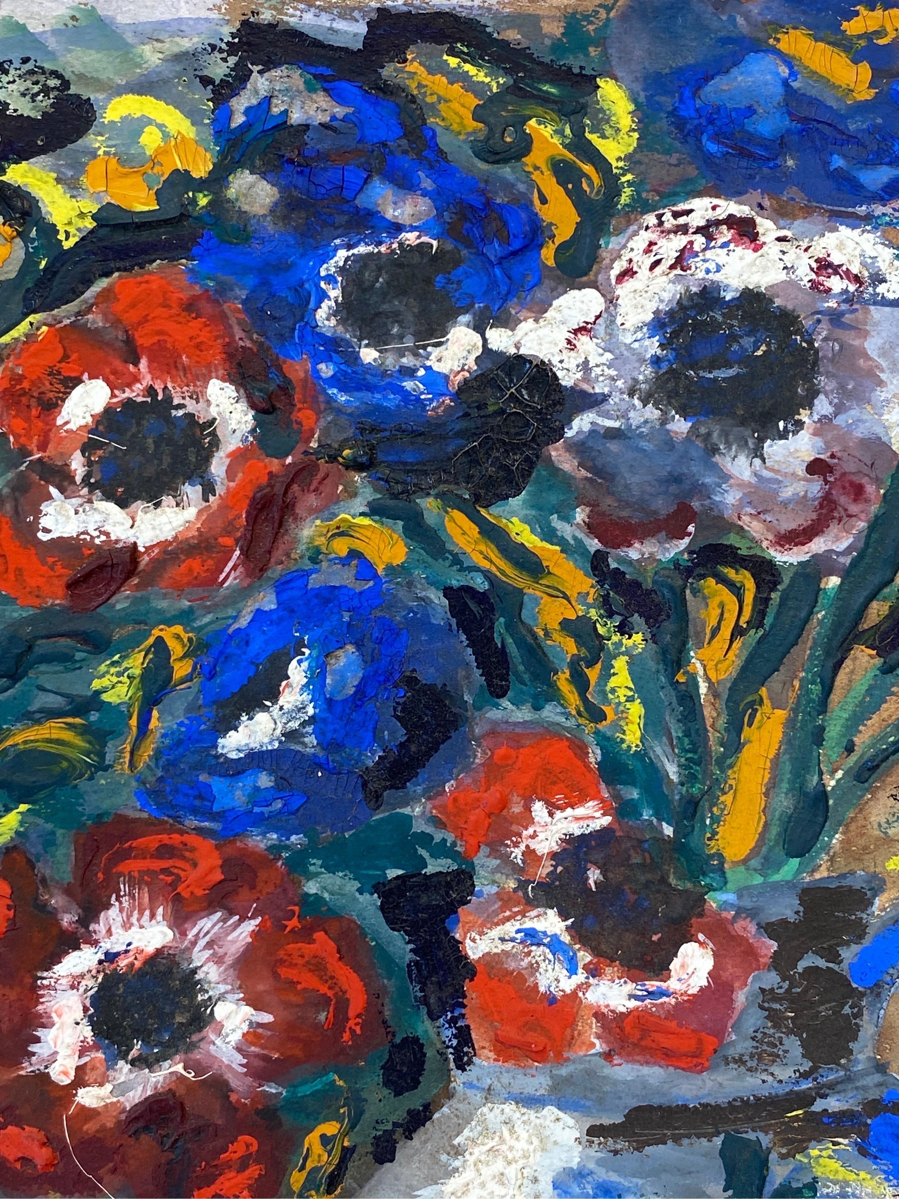 Französische Moderne/ Kubistische abstrakte Blumenmalerei, 1950er Jahre im Angebot 1