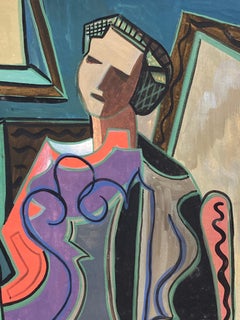 Französisches modernistisches/ kubistisches Porträt der 1950er Jahre, 1950er Jahre