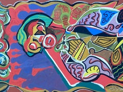 Ritratto di pittura cubista e modernista francese degli anni '50