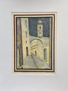 1950's French Modernist/ Cubist Painting signed - Through The French Streets