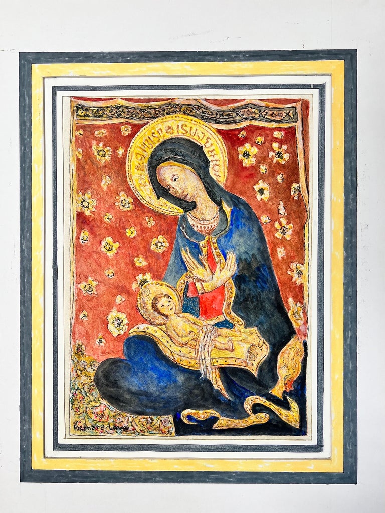 Bernard Labbe 1950's Modernist/ Cubist Painting Angelic Figure and