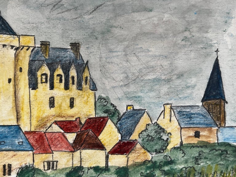 Bernard Labbe - 1950's Modernist/ Cubist Painting - Colourful Castle ...