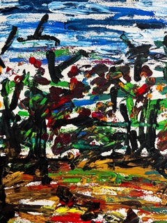 1950's Modernist/ Cubist Painting - Dotty Landscape