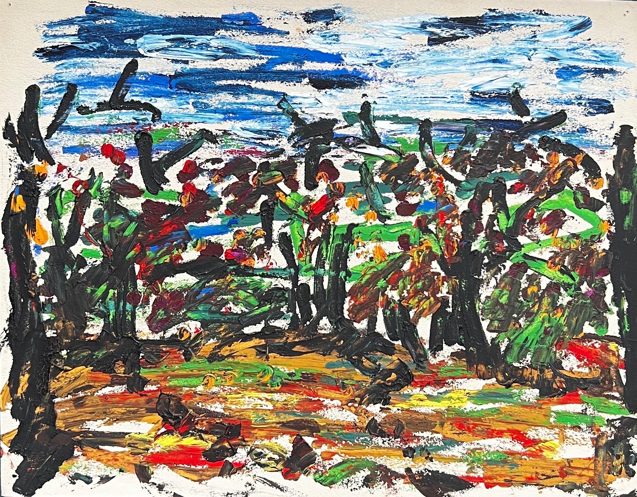 Modernistische/ kubistische Gemälde der 1950er Jahre – düstere Landschaft