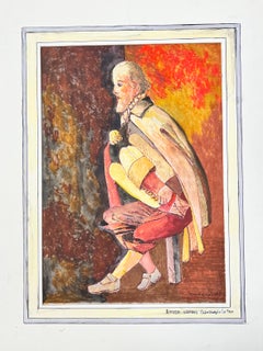 Pittura modernista/cubista degli anni '50 - Figura che suona la fisarmonica