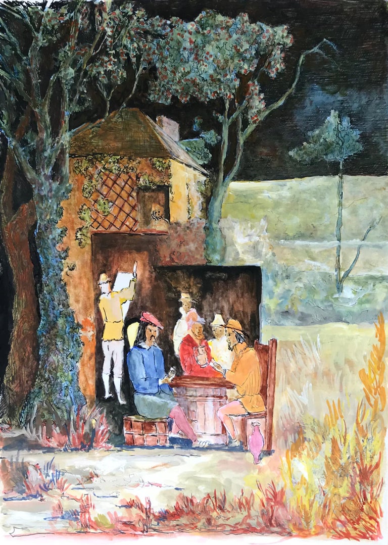 Bernard Labbe - 1950's Modernist/ Cubist Painting - Figures In The ...