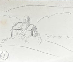 1950's Modernist/ Cubist Painting - Fine Pencil Drawing French Landscape