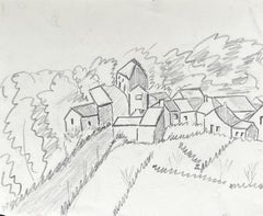 1950's Modernist/ Cubist Painting - Fine Pencil Drawing French Landscape