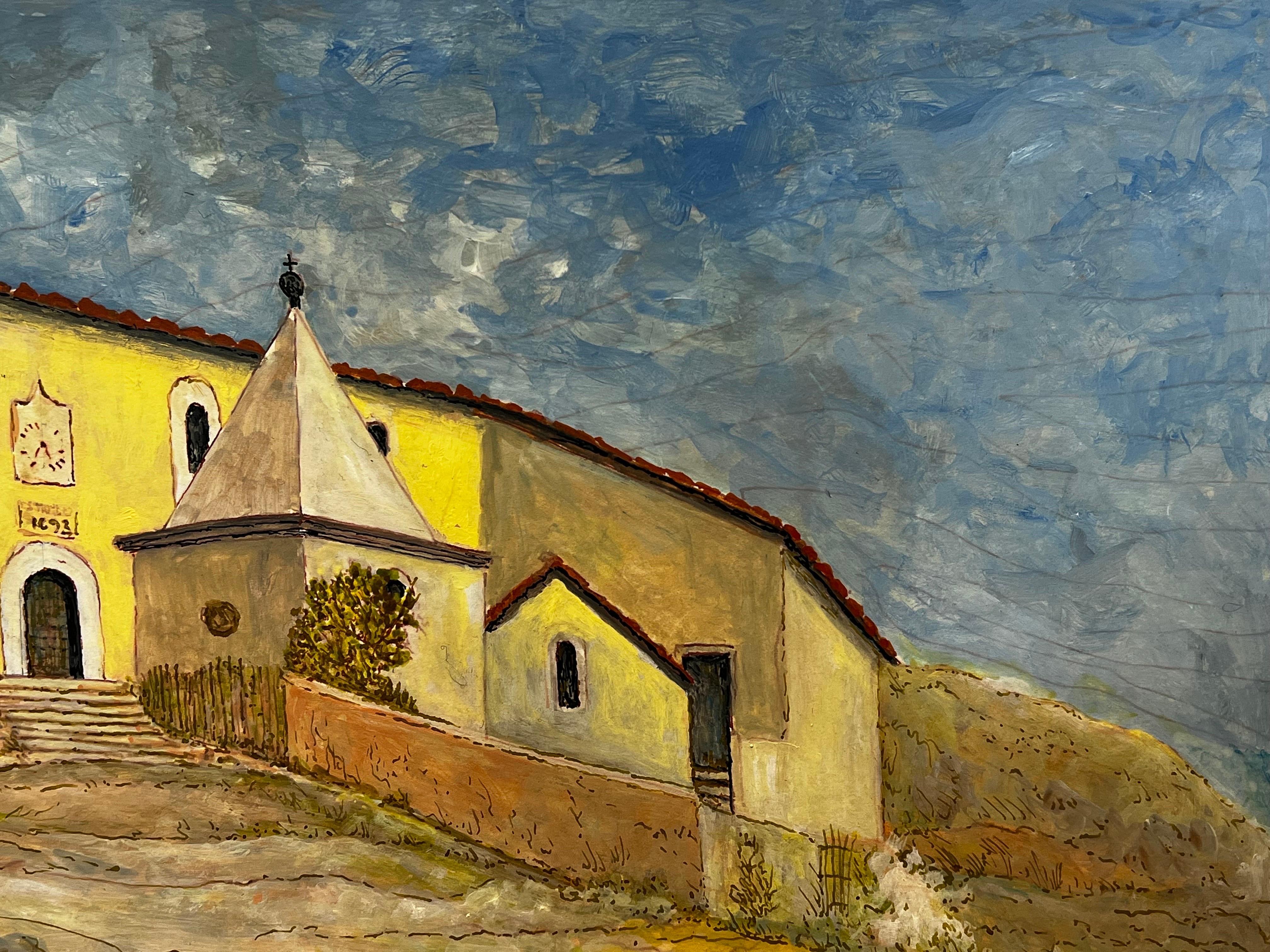 Pintura modernista/cubista de los años 50 - Edificio francés - Painting Moderno de Bernard Labbe