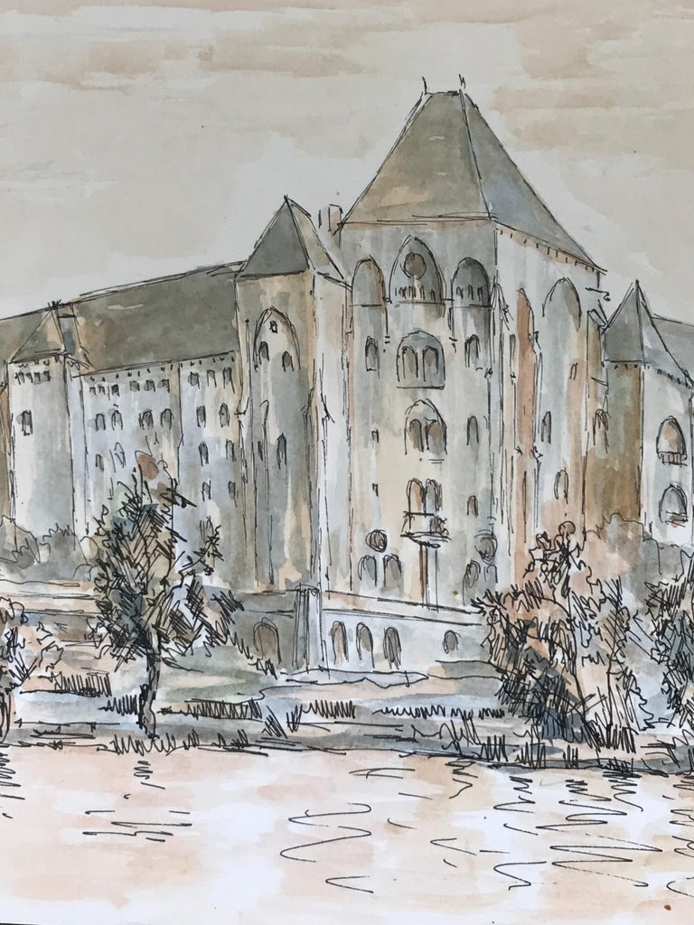 Bernard Labbe - 1950's Modernist/ Cubist Painting - French Chateau ...