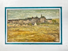 1950's Modernist/ Cubist Painting - French Green Landscape