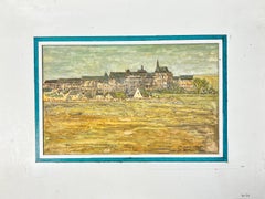1950's Modernist/ Cubist Painting - French Green Landscape