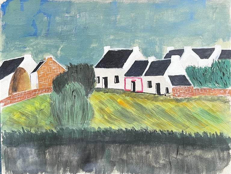 Bernard Labbe 1950's Modernist/ Cubist Painting French Landscape at