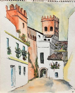 1950's Modernist/ Cubist Painting - French Town Landscape