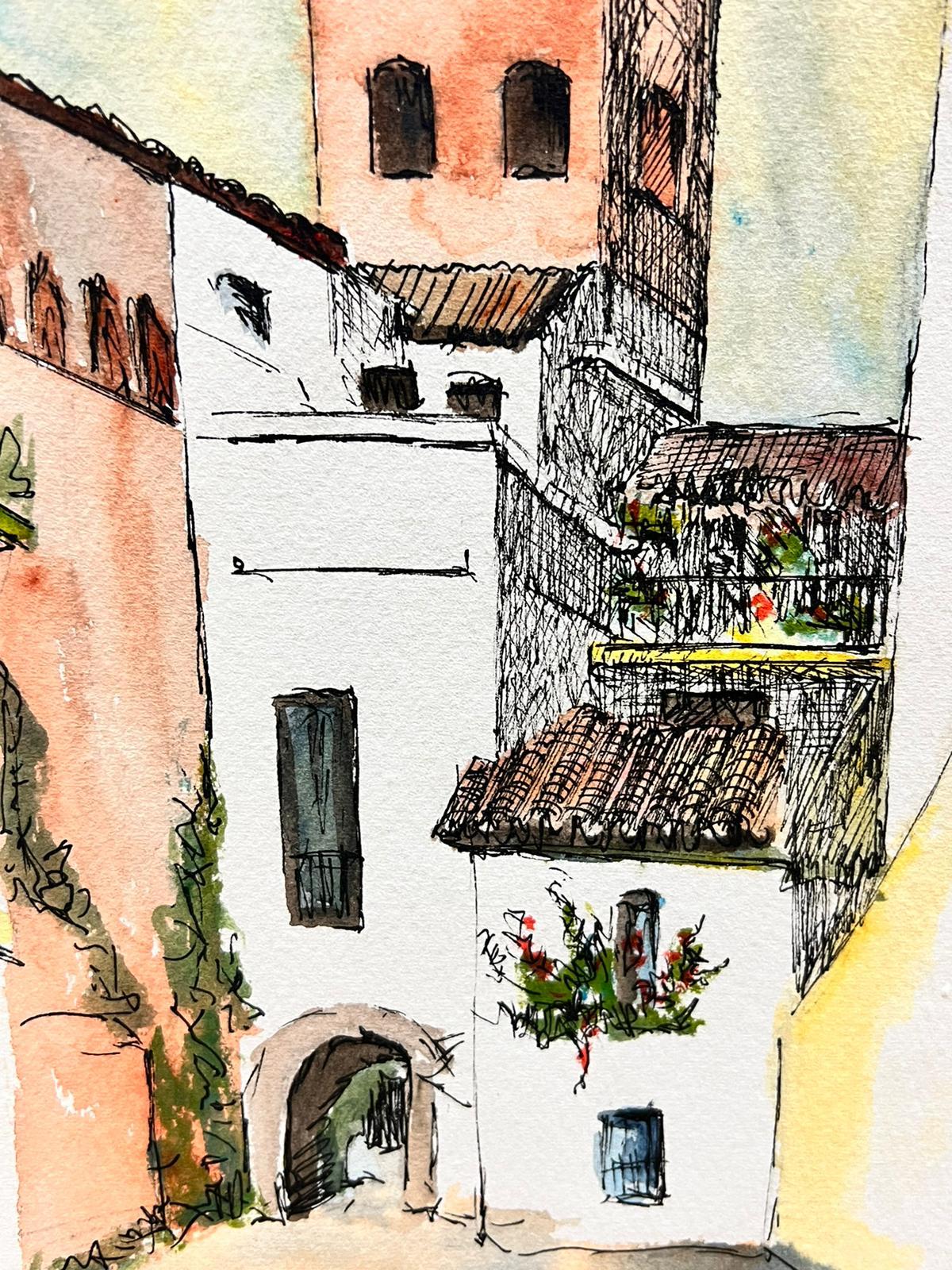 Pintura modernista/cubista de los años 50 - Paisaje urbano francés - Art Moderno de Bernard Labbe