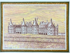 1950's Modernist/ Cubist Painting - Large French Chateau