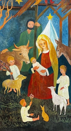1950's Modernist/ Cubist Painting - Nativity Scene
