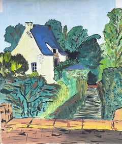 1950
s Modernist/ Cubist Painting - Old French House in Woodland