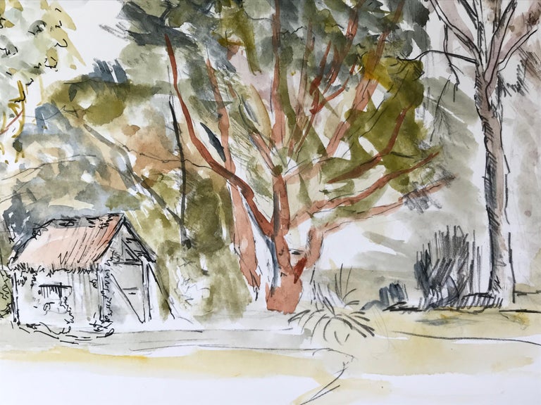 Bernard Labbe - 1950's Modernist/ Cubist Painting - Shed In The Forest ...