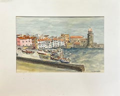 Pittura modernista/cubista degli anni '50 - Le barche al porto