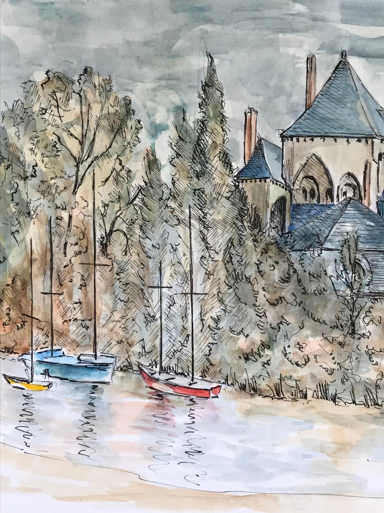 Bernard Labbe - 1950's Modernist/ Cubist Painting - The French River ...