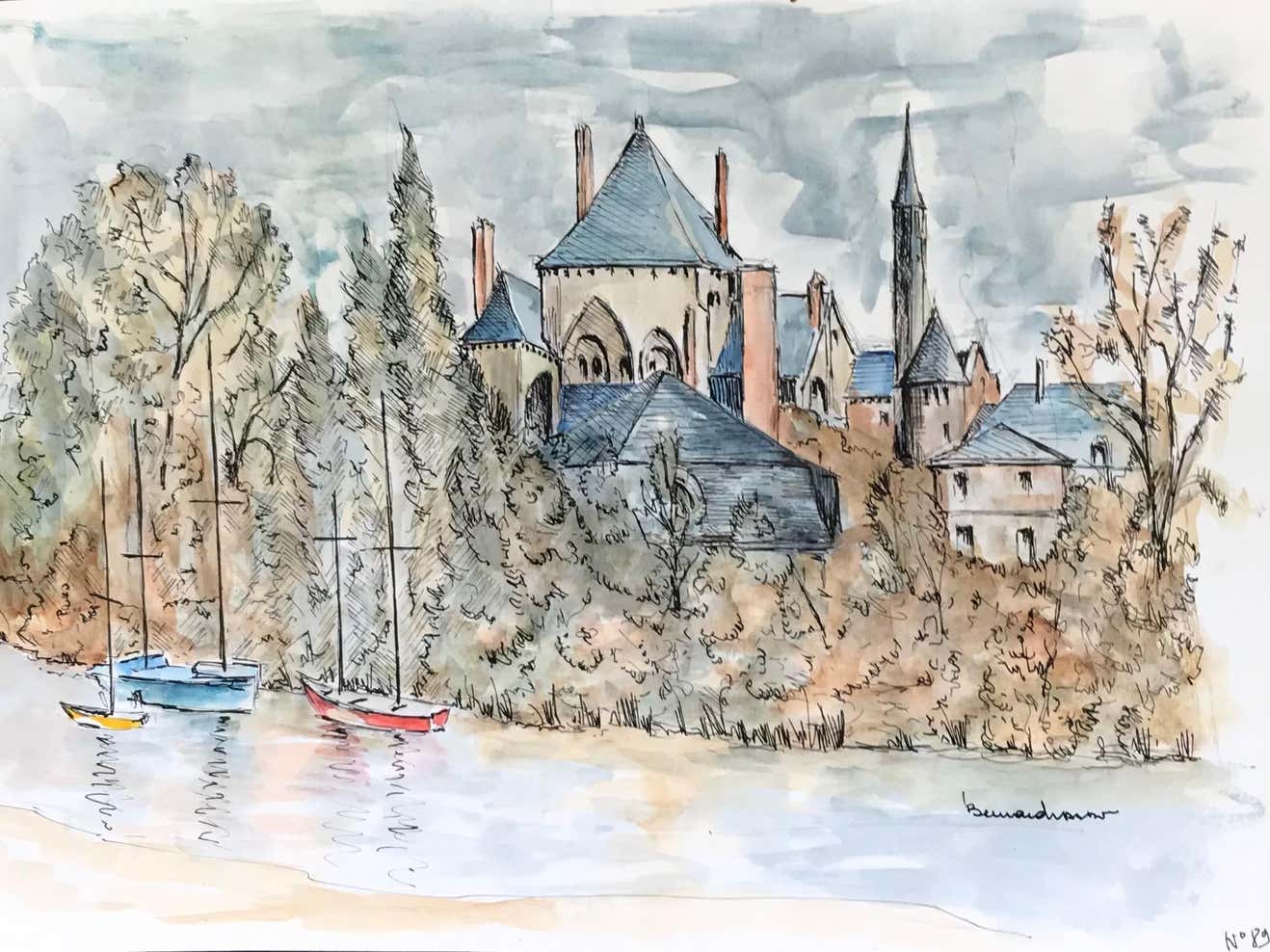 Bernard Labbe - 1950's Modernist/ Cubist Painting - The French River ...