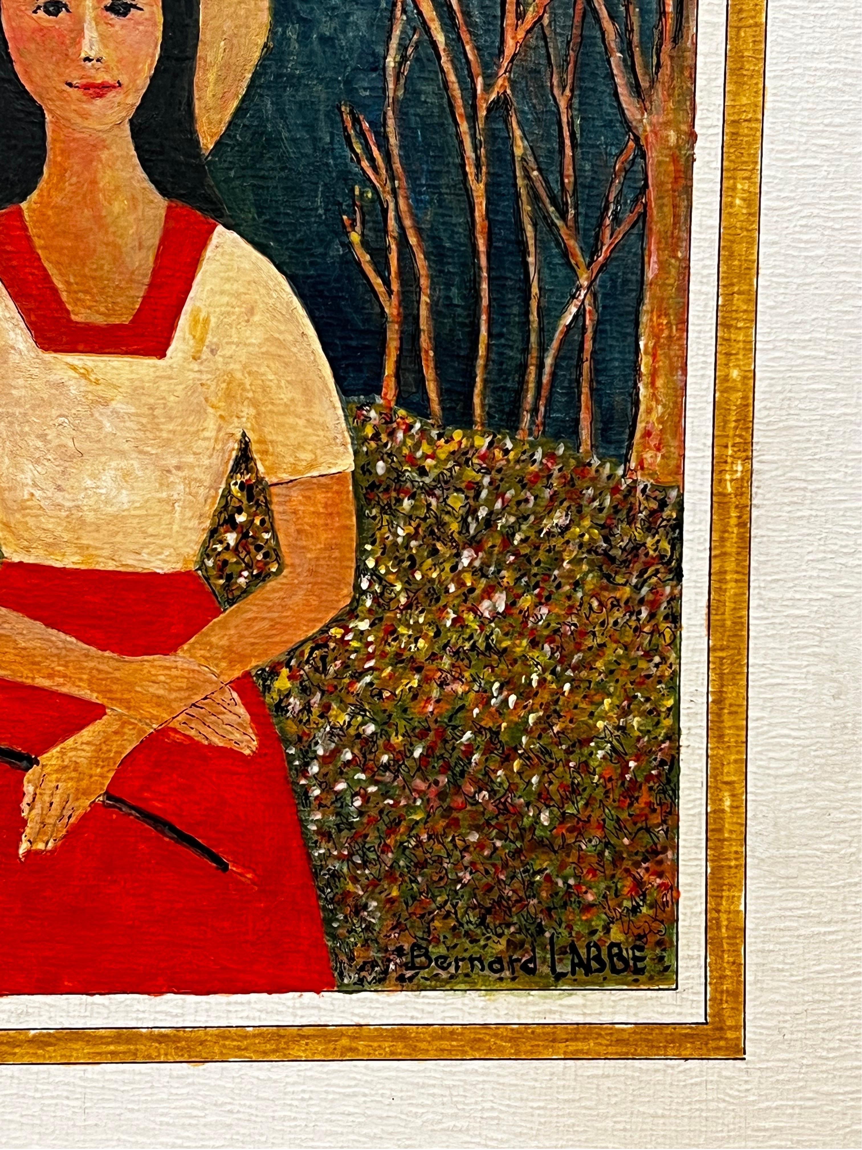 1950's Modernist/ Cubist Painting - The Girl In The Forest For Sale 2