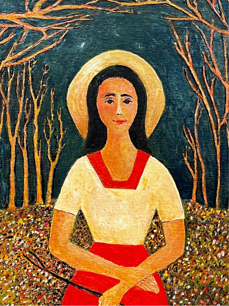 Bernard Labbe 1950's Modernist/ Cubist Painting The Girl In The