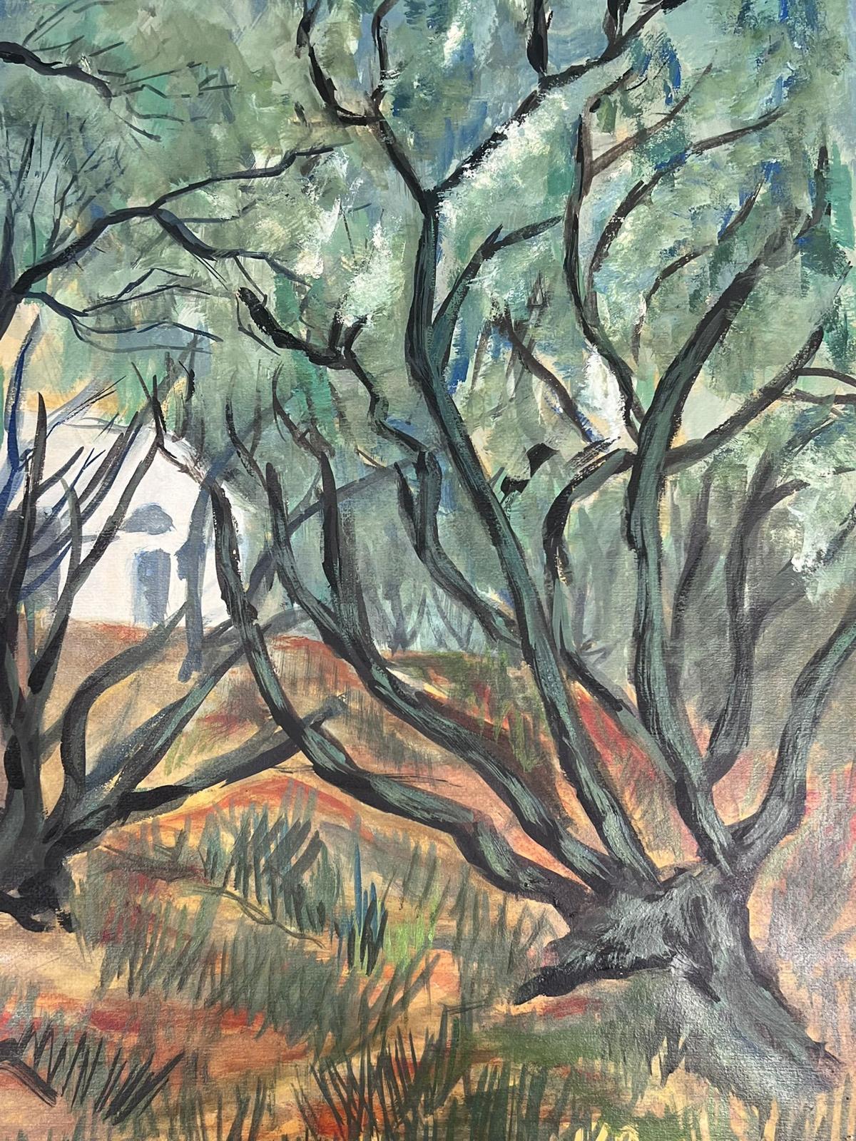 1950's Modernist French Painting Olive Tree Oil Landscape 3