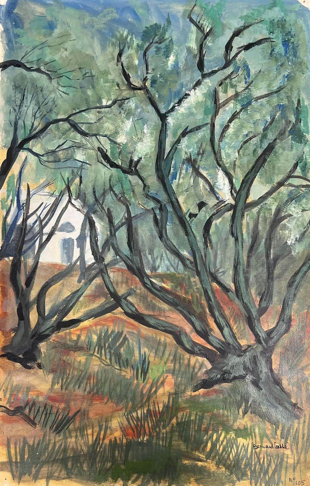 1950's Modernist French Painting Olive Tree Oil Landscape