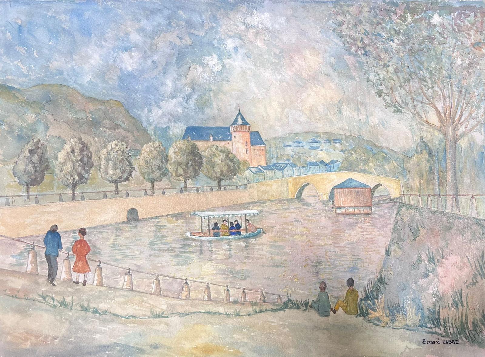 Modernistische Malerei der 1950er Jahre Figuren entlang des französischen Flussufers