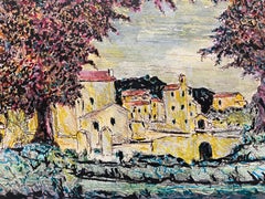1950's Modernist Painting  - Landscape Of A French Town