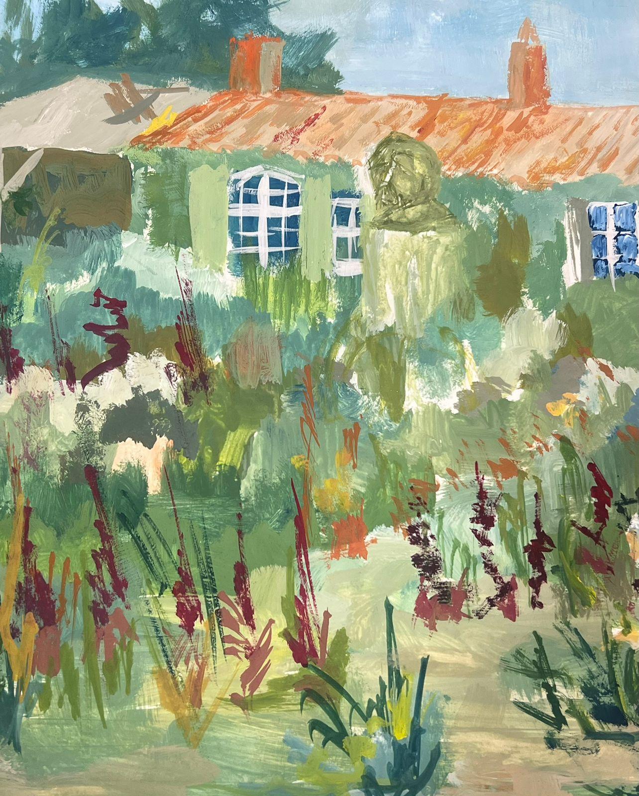 French Farmhouse in Landscape, does look rather like Monet's house at Giverny.  
by Bernard Labbe (French mid 20th century) 
original gouache on artist paper
size: 11.5 x 20.5 inches
condition: very good and ready to be enjoyed

provenance: the