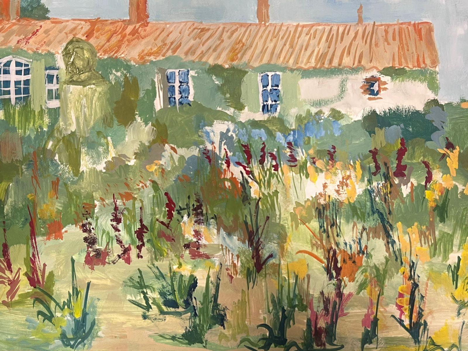 1950's Modernist Painting Old French Farmhouse in Gardens looks like Monet's For Sale 1