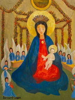 1950
s Modernist Signed Painting  - Figure 
Child Scene