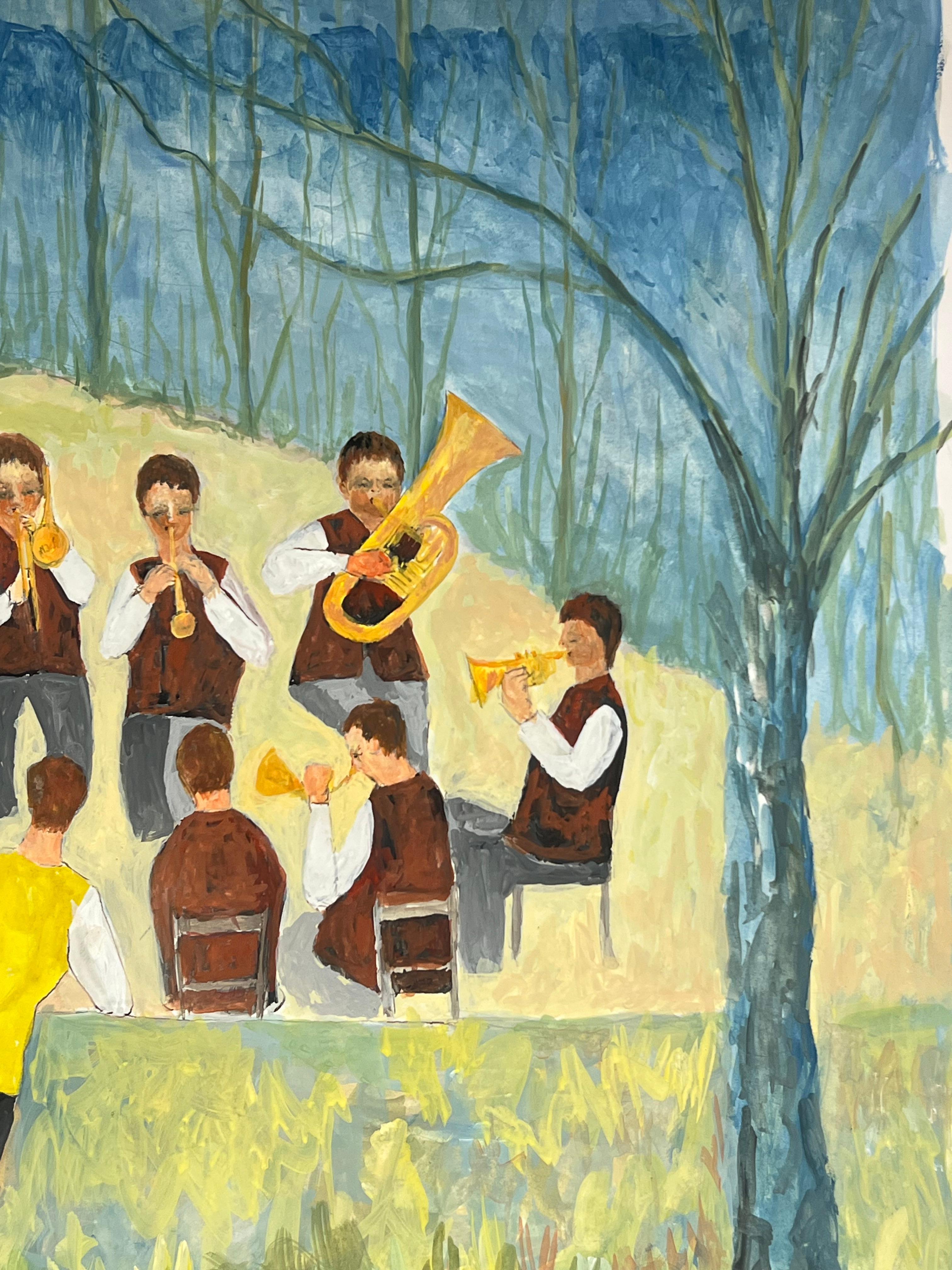 Concierto de Jazz al Aire Libre de los Años 50 en el Bosque de Verano Paisaje Francés en venta 1